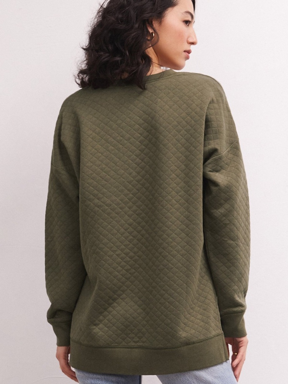 NWT Z Supply Quilted Modern V-Neck Weekender Pullover in Kelp sz Small - Picture 2 of 7